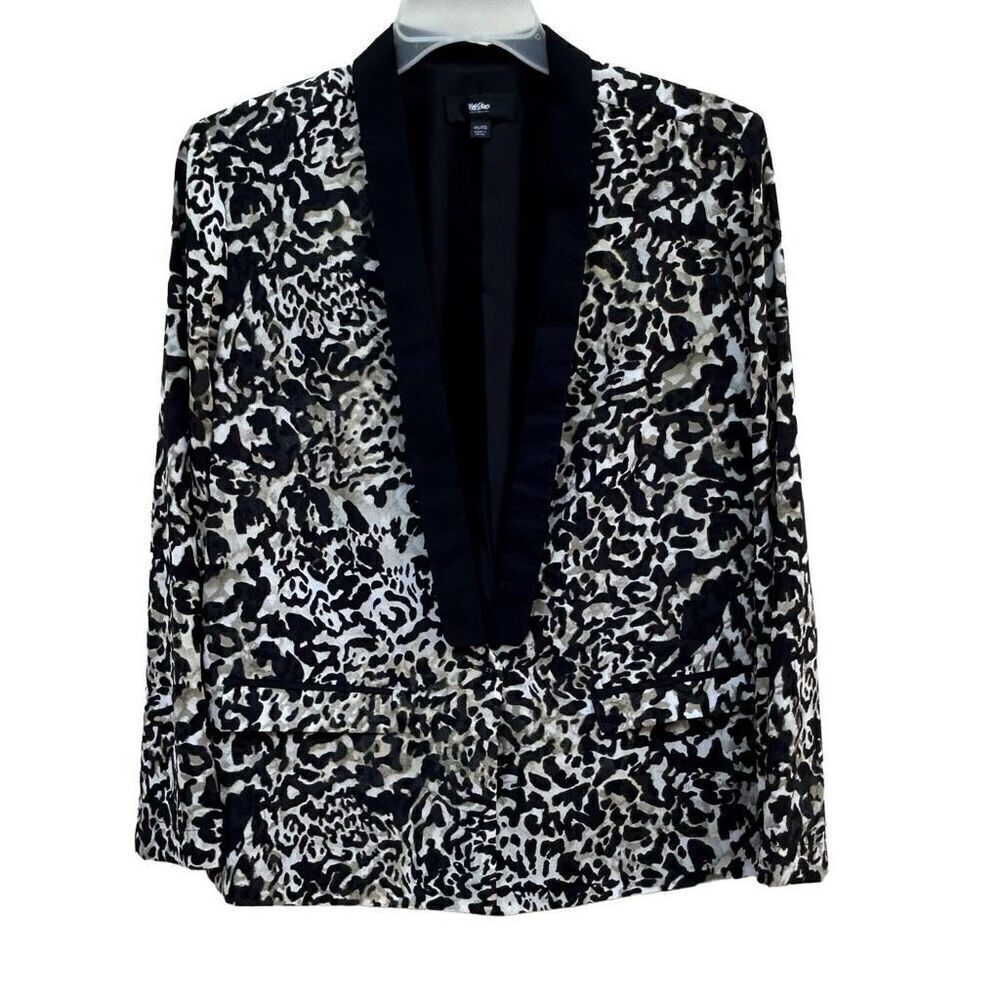 NWT Mossimo Tuxedo Evening Jacket Womens XXL Black Tan Animal Print Shawl Collar